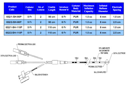 bipolar pacing catheter shrouded pin specifications